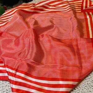 Honey brand red & white silk scarf